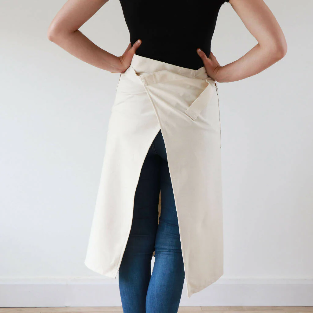 Natural Organic Half Wrap Around Pocket Butterfly and Fern Apron - Image 6