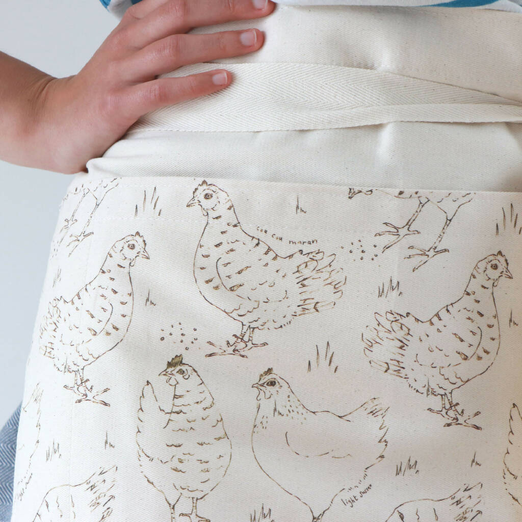 Natural Organic Half Wrap Around Pocket Hen Apron - Image 3