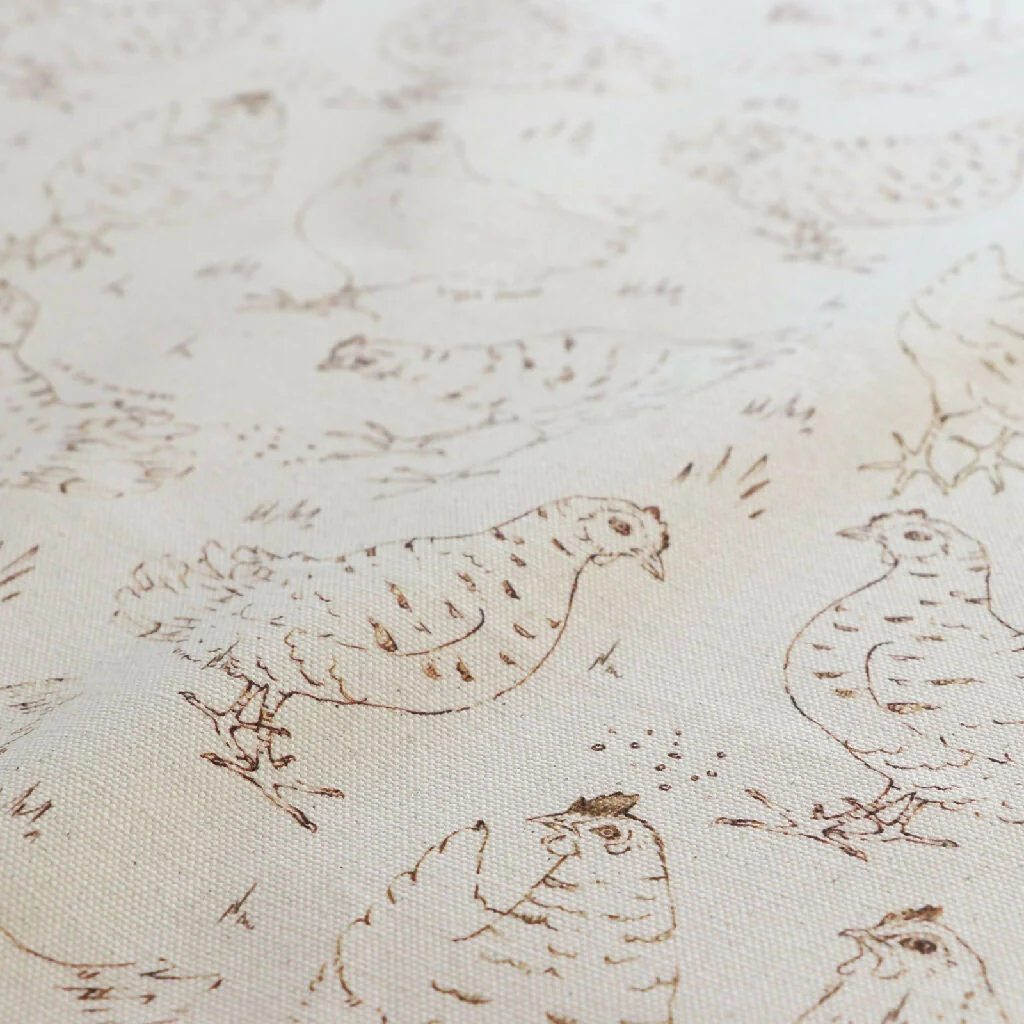 Natural Organic Linear Hen Soft Furnishing Fabric - Image 3