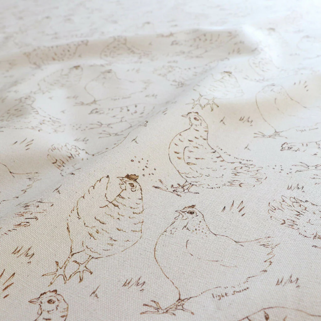 Natural Organic Linear Hen Soft Furnishing Fabric - Image 6