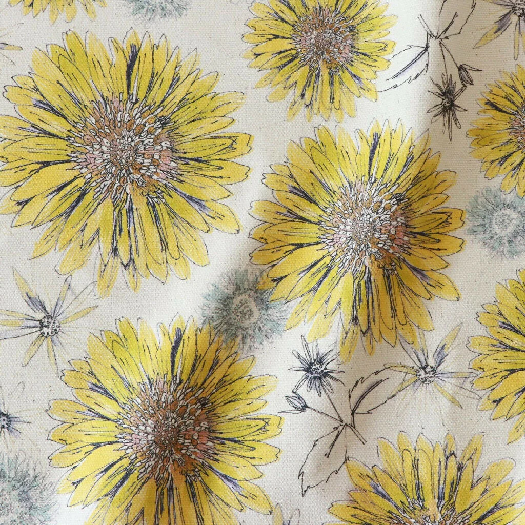 Natural Organic Sunflower and Flora Soft Furnishing Fabric - Image 3