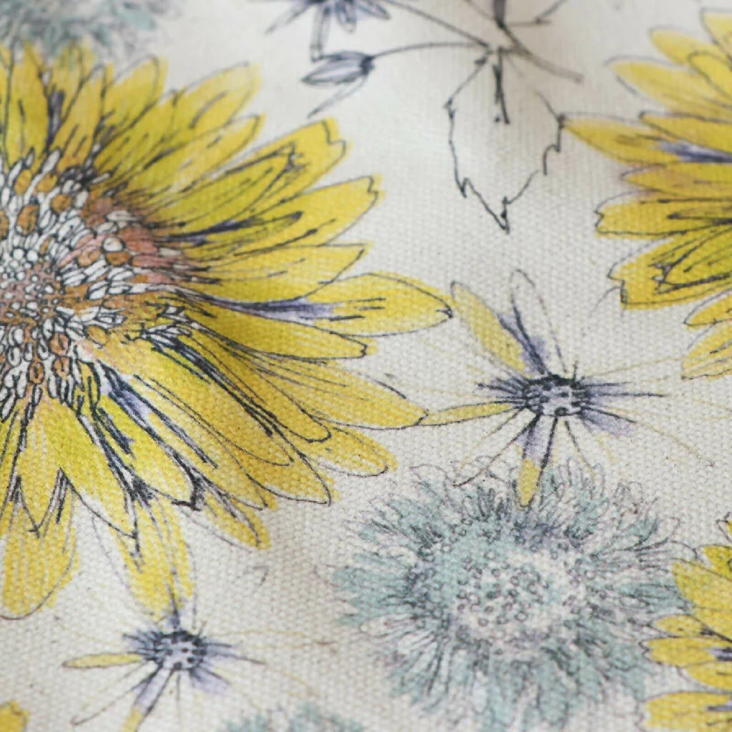 Natural Organic Sunflower and Flora Soft Furnishing Fabric - Image 4