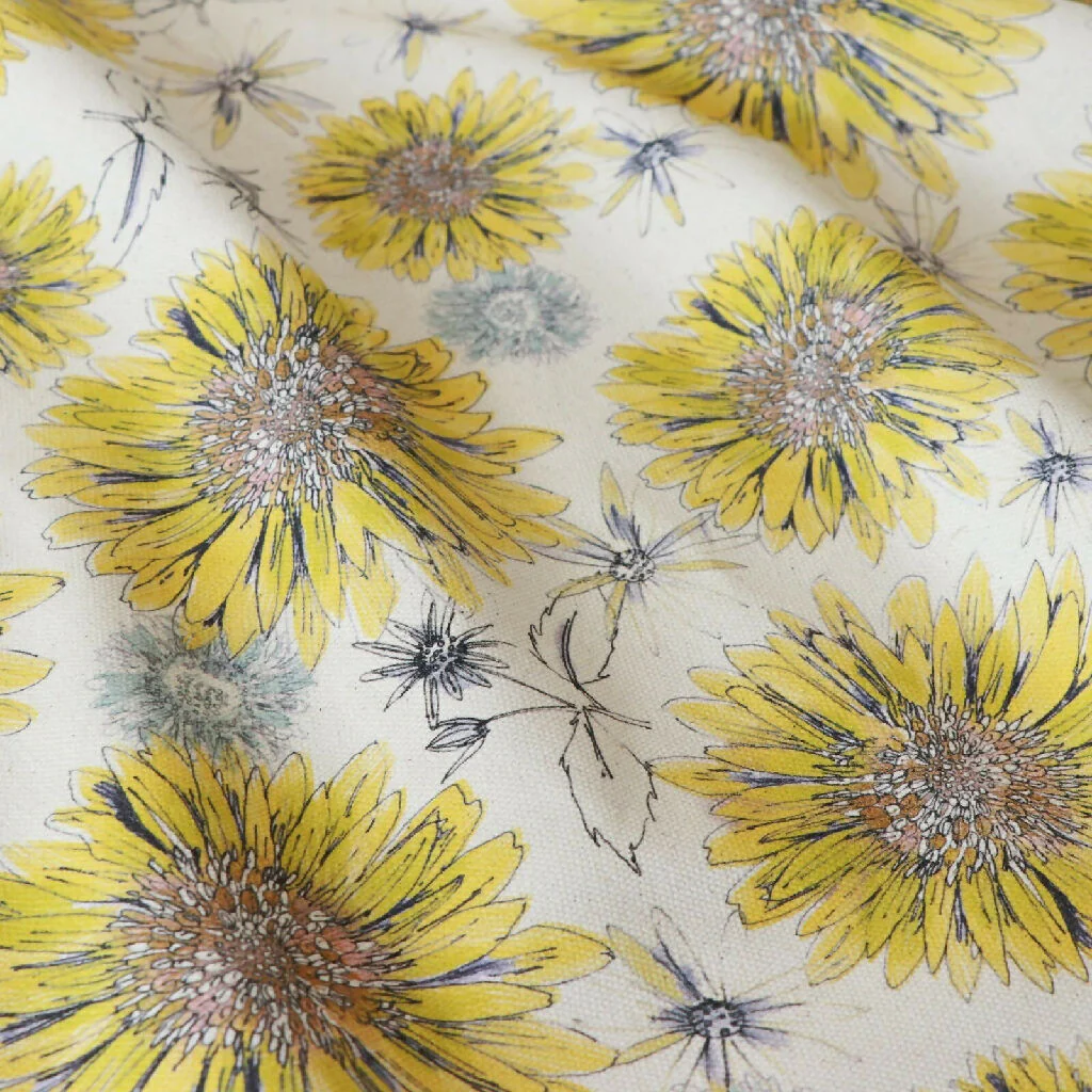 Natural Organic Sunflower and Flora Soft Furnishing Fabric - Image 5