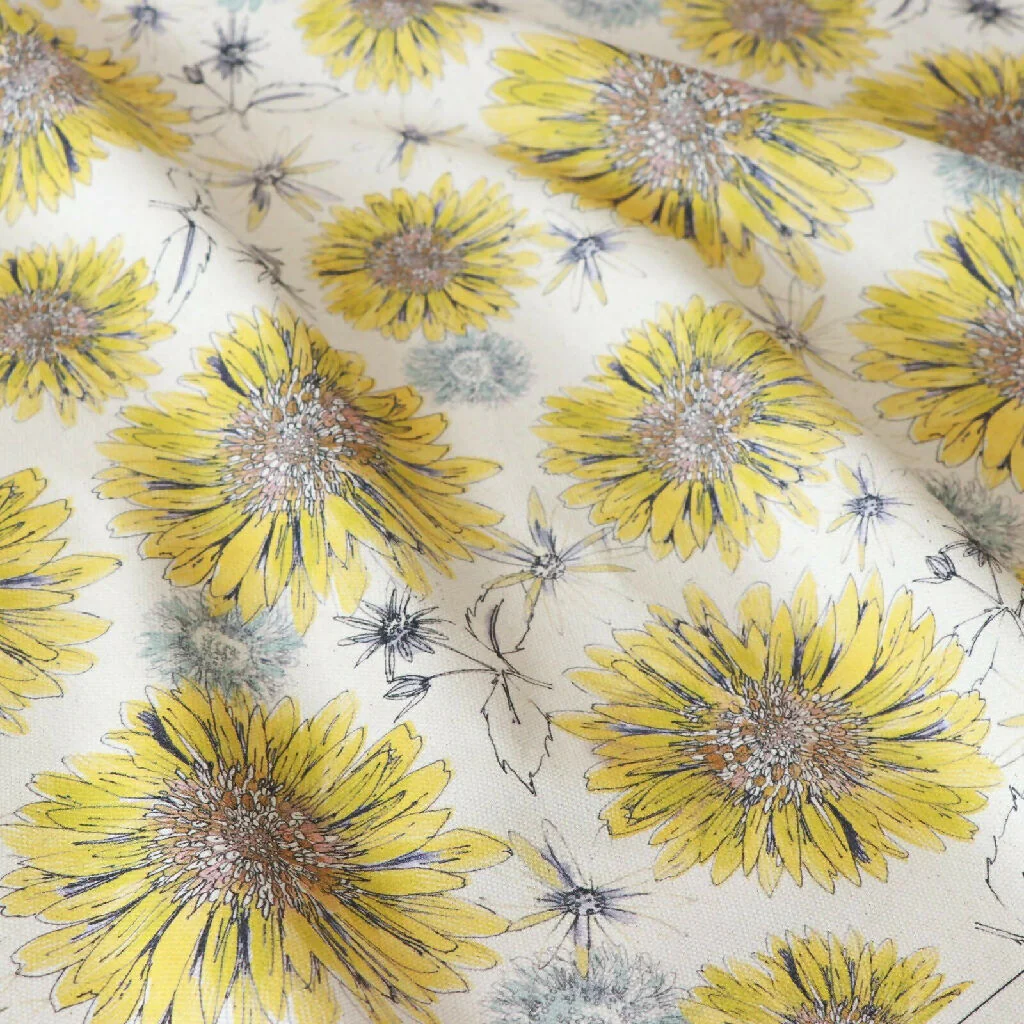Natural Organic Sunflower and Flora Soft Furnishing Fabric - Image 6