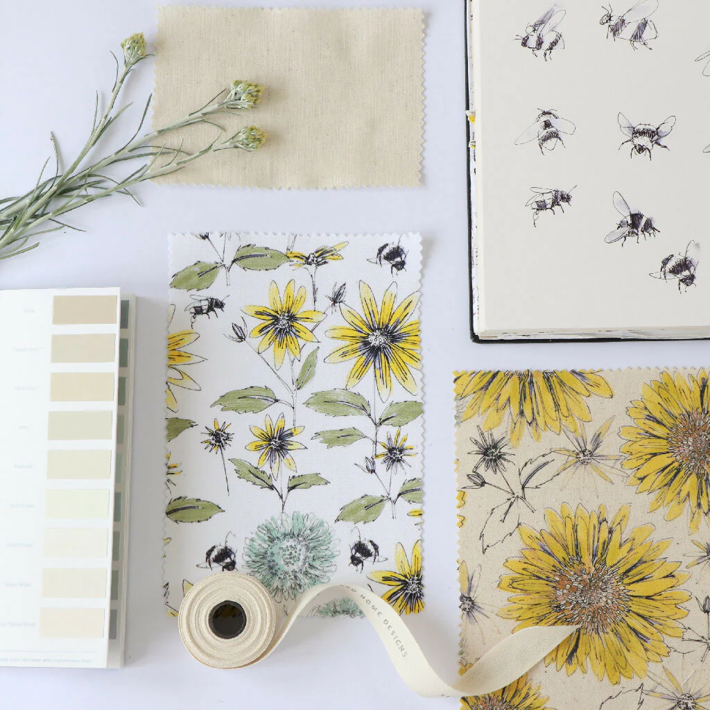 Natural Organic Sunflower and Flora Soft Furnishing Fabric - Image 9
