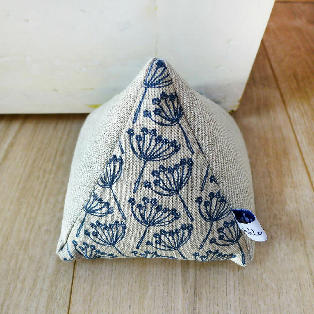 Navy Cow Parsley Linen Doorstop - Image 2