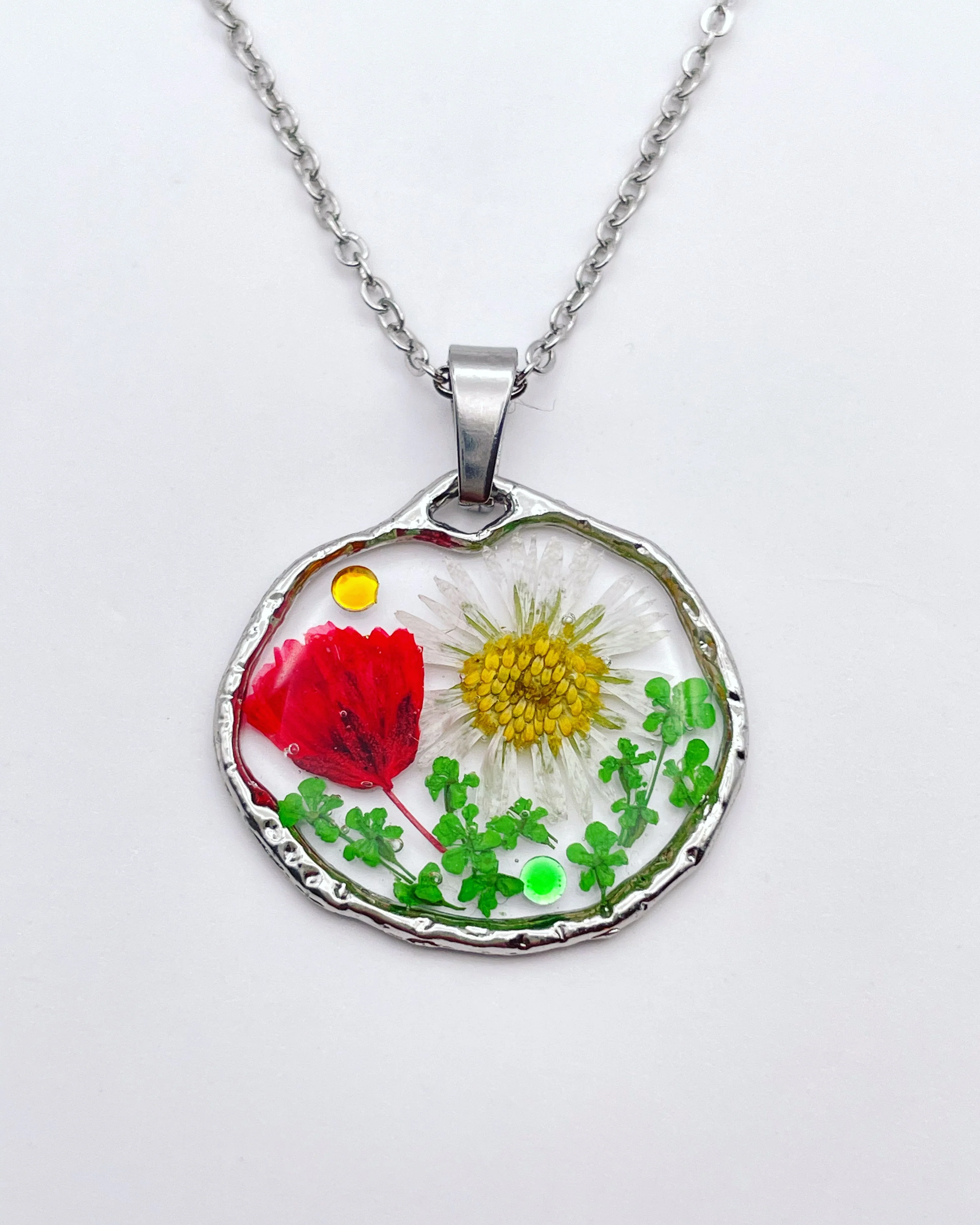 Necklace with poppy and daisy flowers - Image 2