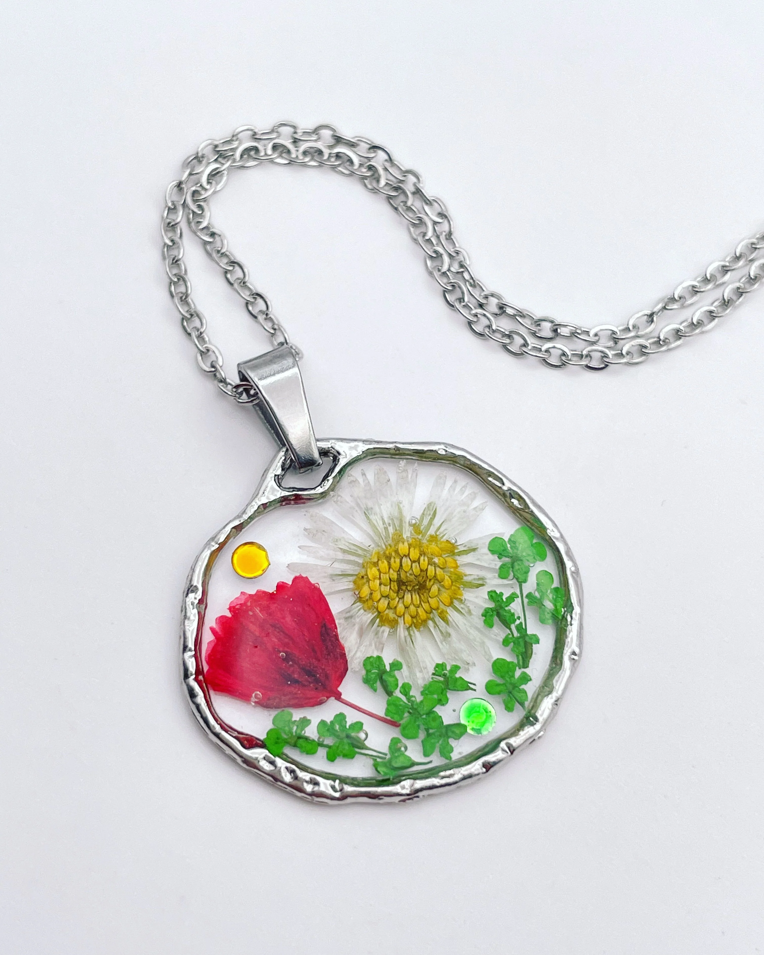 Necklace with poppy and daisy flowers - Image 4