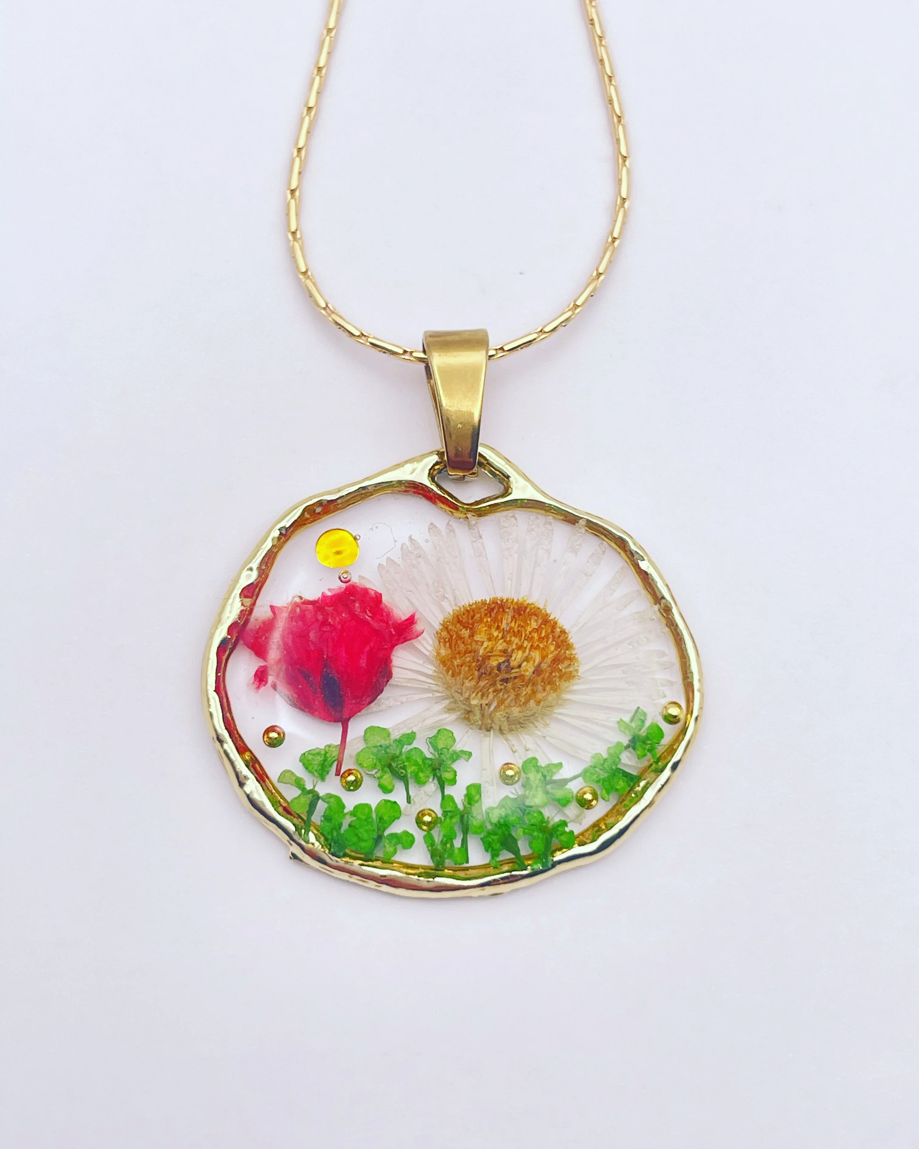Necklace with poppy and daisy flowers - Image 5