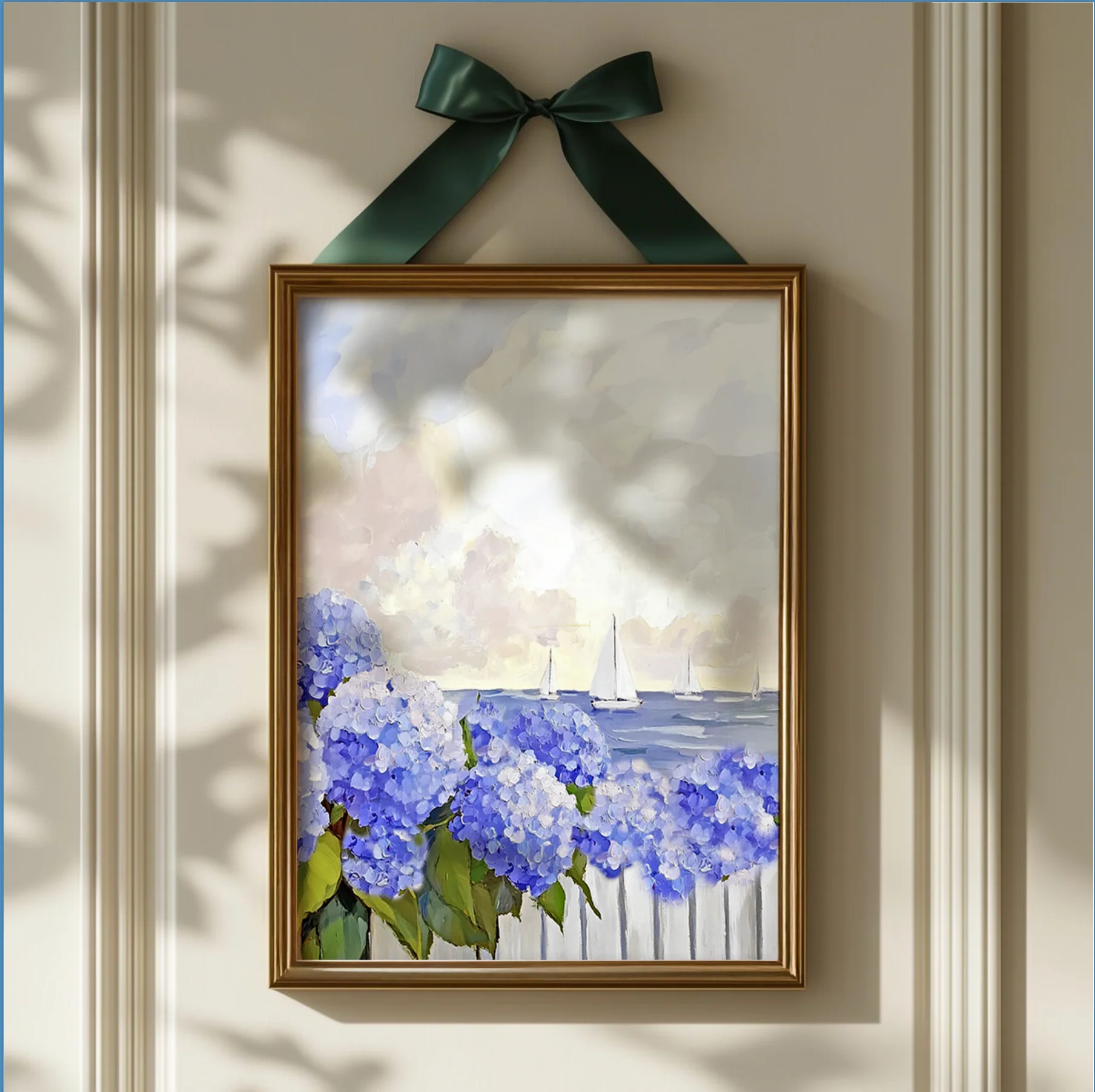 New England Coastal Garden Print, Blue Hydrangea Wall Art - Image 4