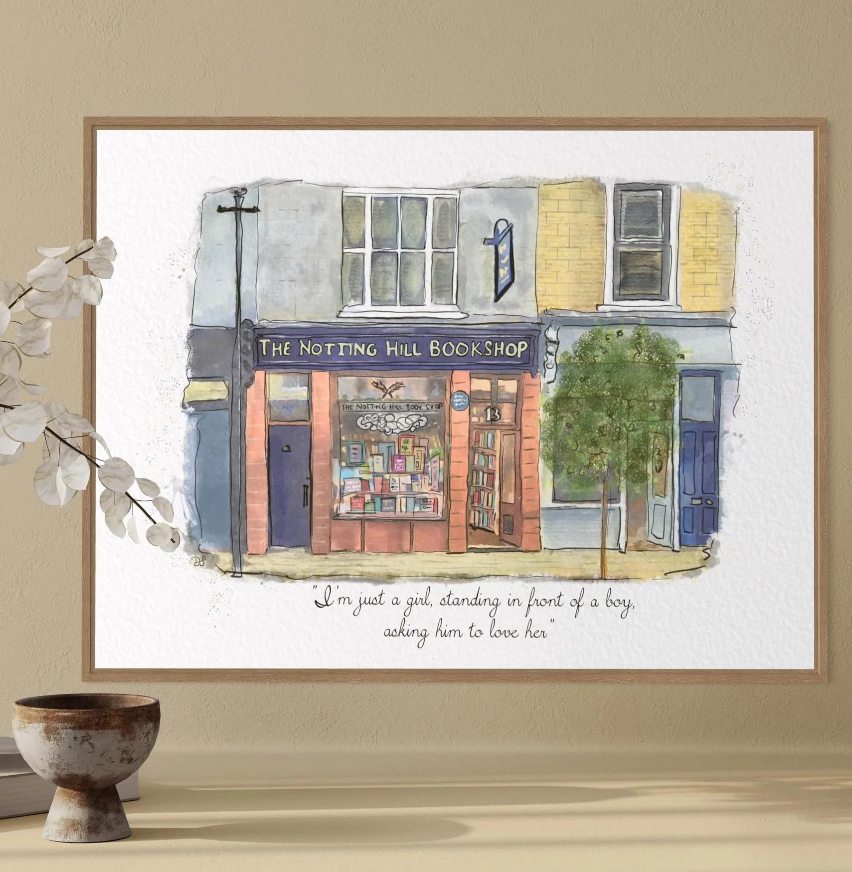 Notting Hill Bookshop Watercolor Illustration "Notting Hill" Movie - Image 5