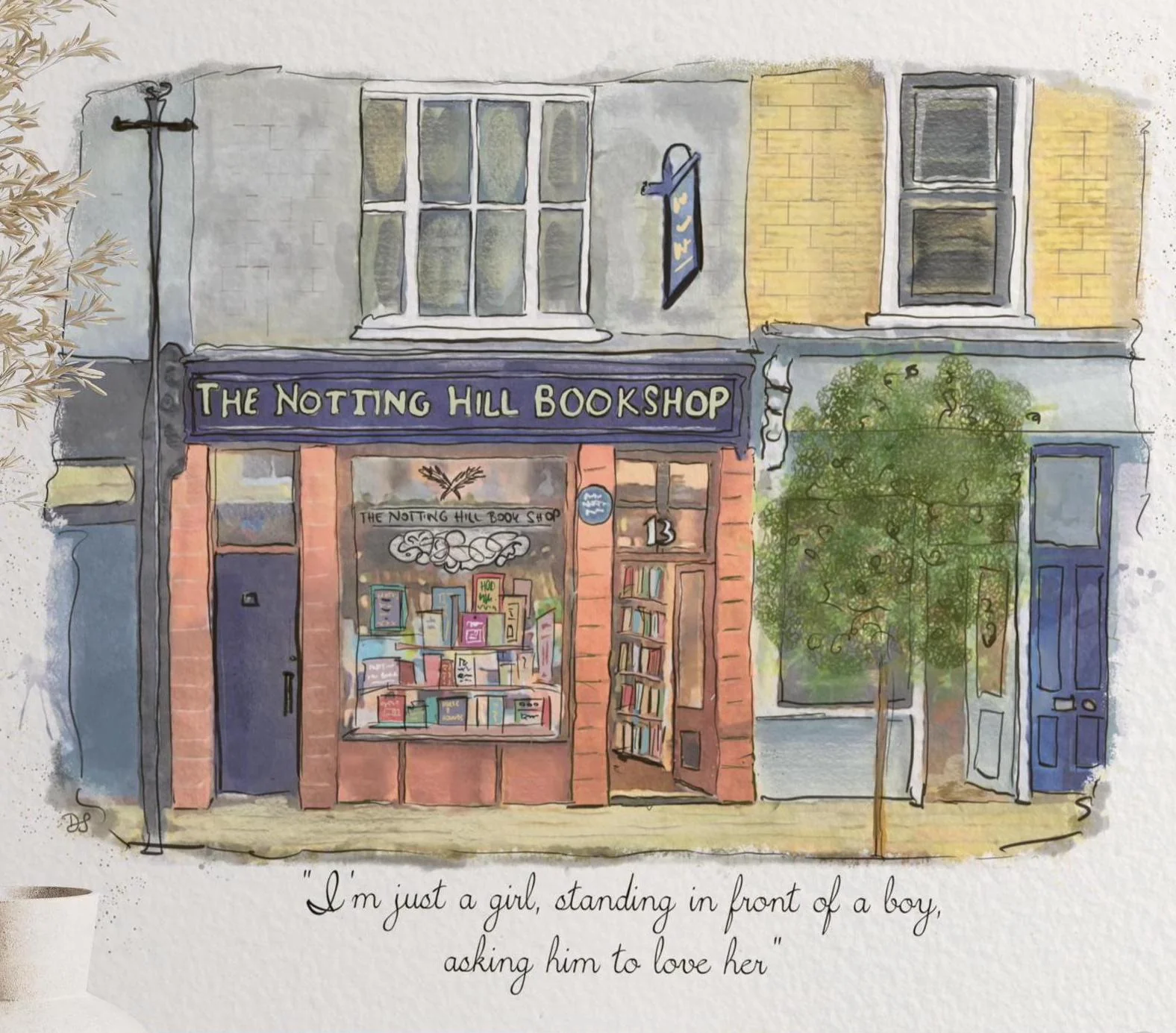 Notting Hill Bookshop Watercolor Illustration "Notting Hill" Movie - Image 8