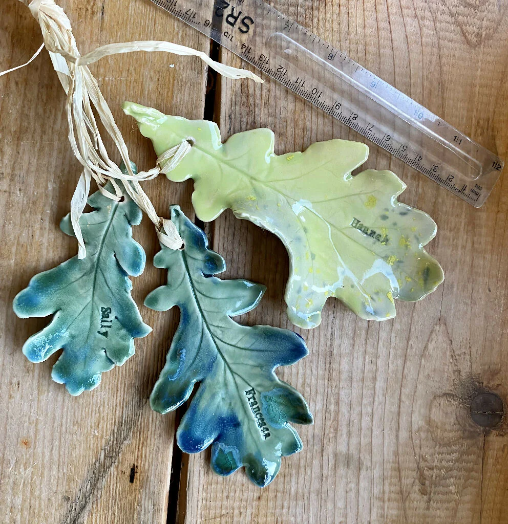 Oak leaf - Personalised Ceramic Place setting: Wedding Favour, Wall Hanging MADE TO ORDER - Image 8
