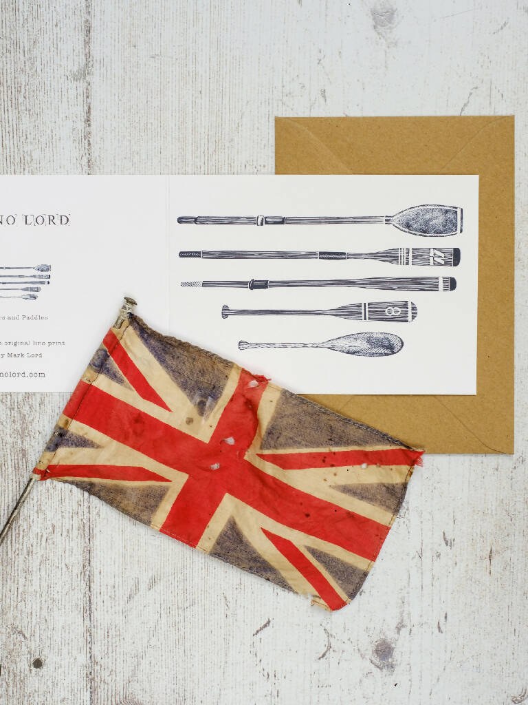 Oars & Paddles A6 Lino Print Greeting Card - Image 2