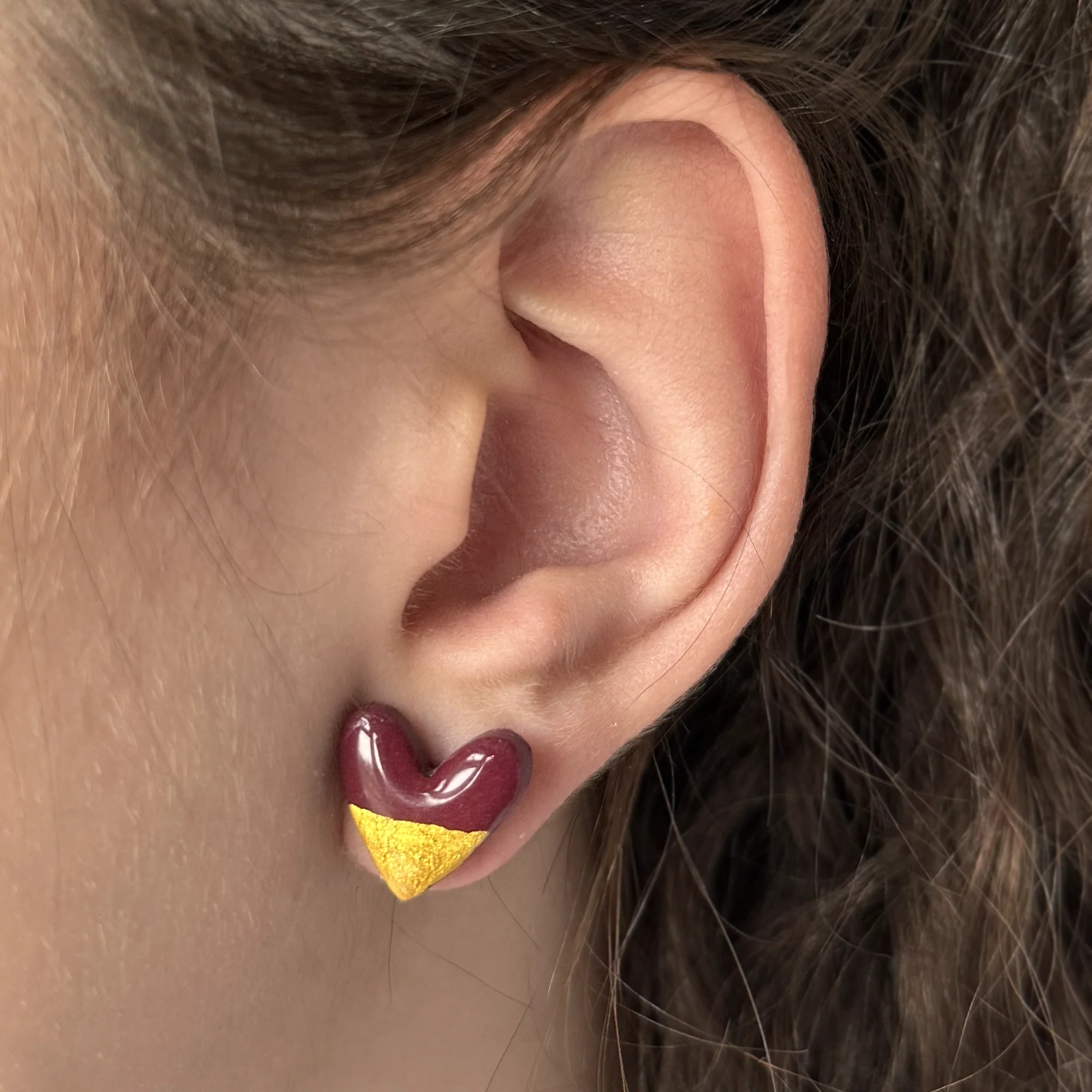 Ophelia Heart Earrings | Burgundy