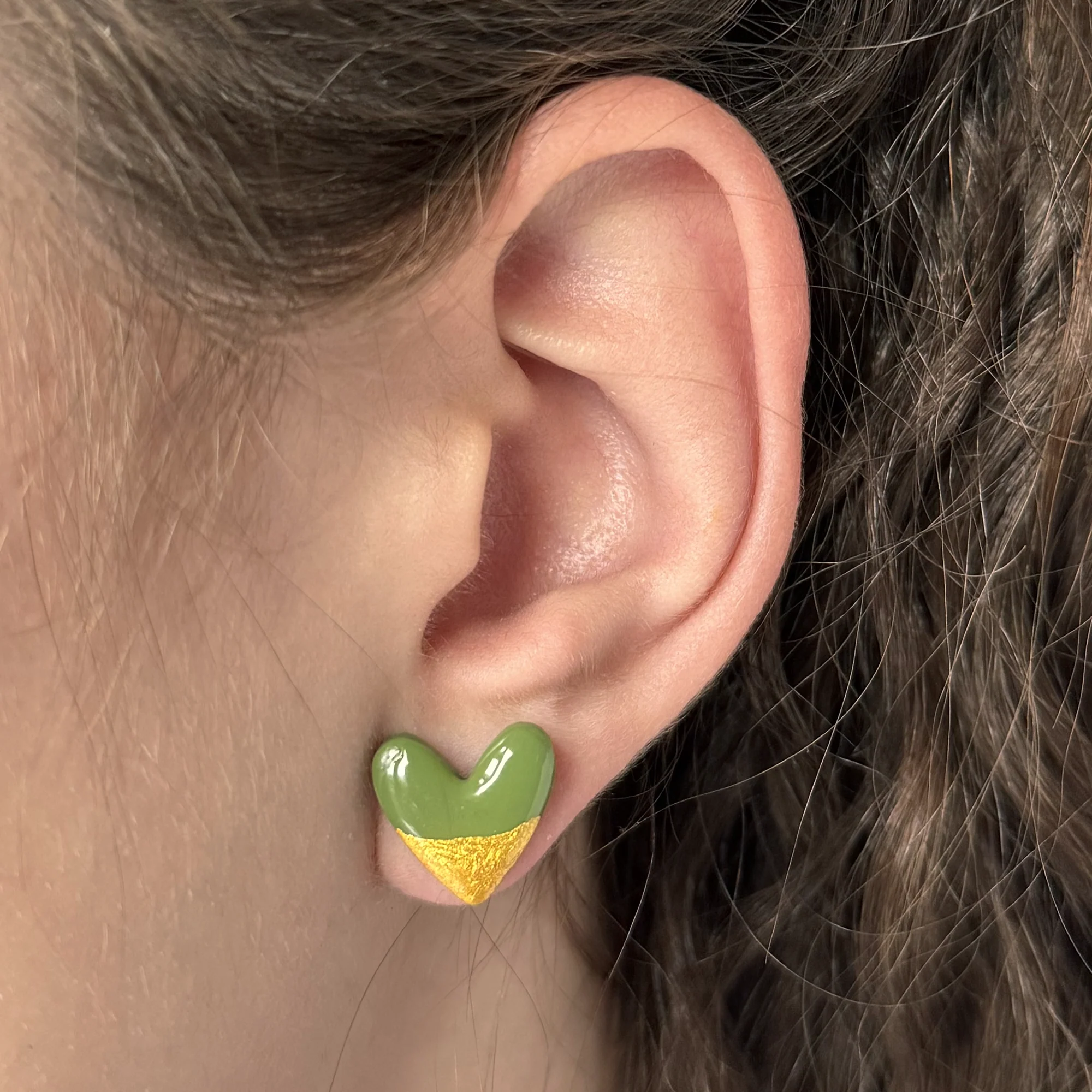 Ophelia Heart Earrings | Olive