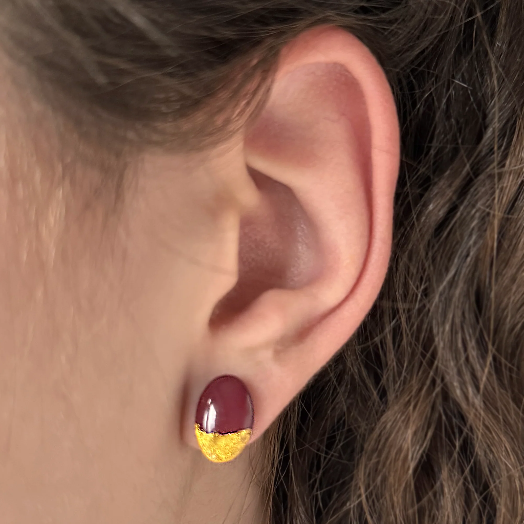 Ophelia Oval Earrings | Burgundy