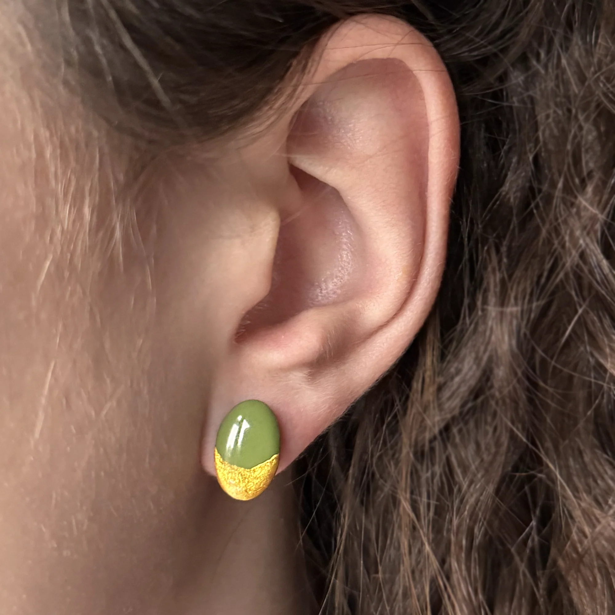 Ophelia Oval Earrings | Olive