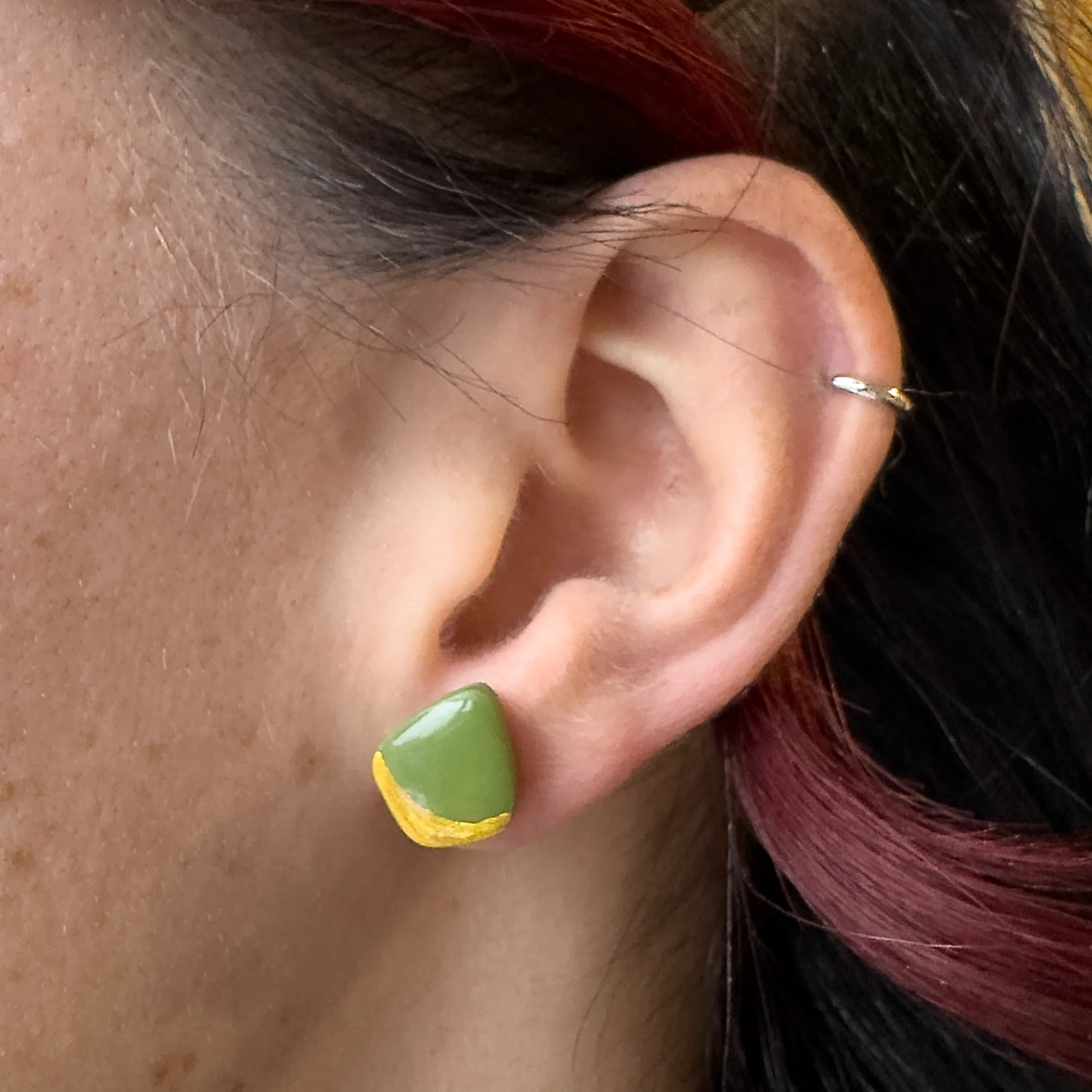 Ophelia Shield Earrings | Olive
