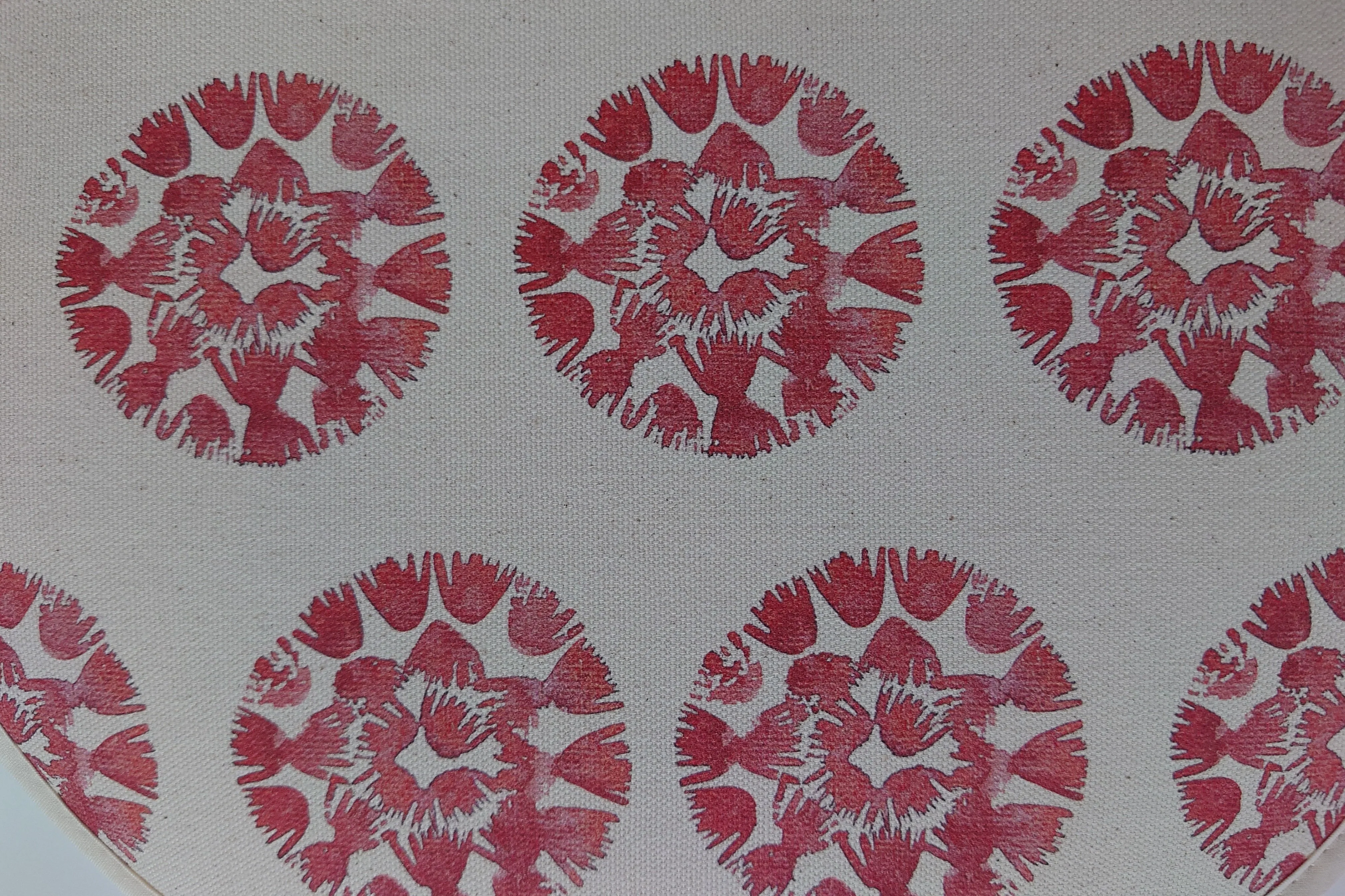 Organic Aga Hob Cover and Table Protector - Machair Clock Red - Image 5