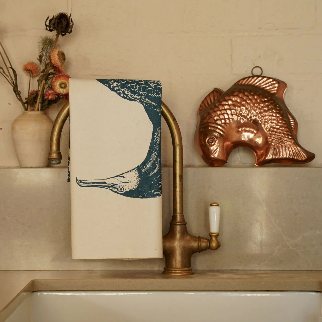 Organic Cotton Great Cormorant Tea Towel