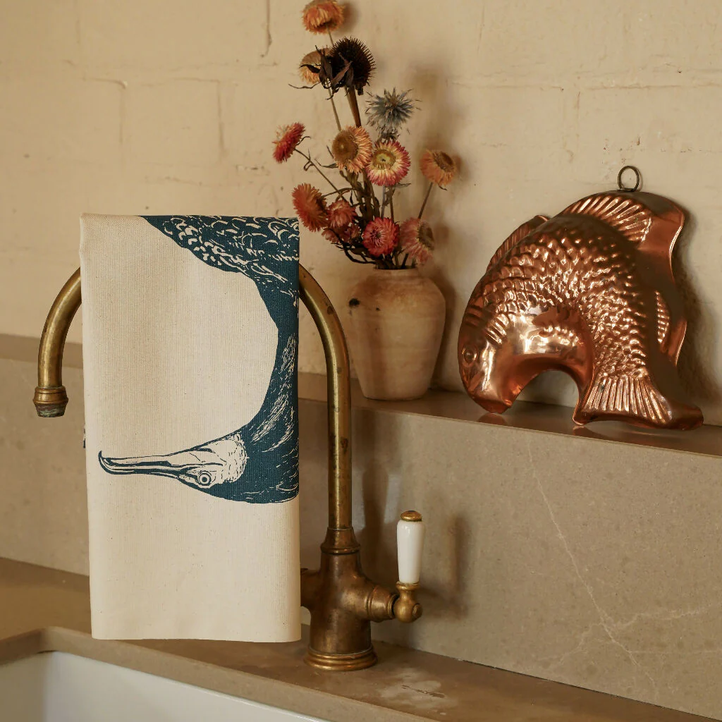Organic Cotton Great Cormorant Tea Towel - Image 2