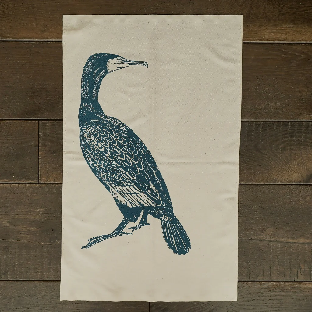 Organic Cotton Great Cormorant Tea Towel - Image 4