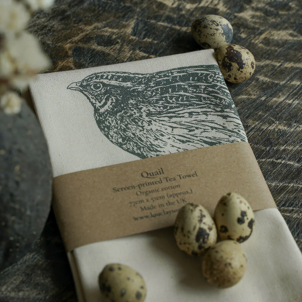 Organic Cotton Quail Tea Towel