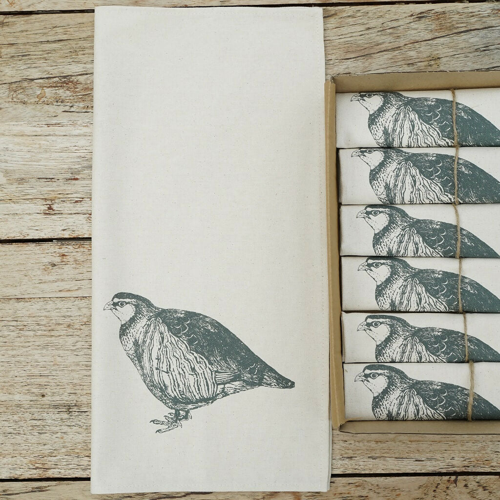 Organic Cotton Red-Legged Partridge Napkin – Boxed Set of 6