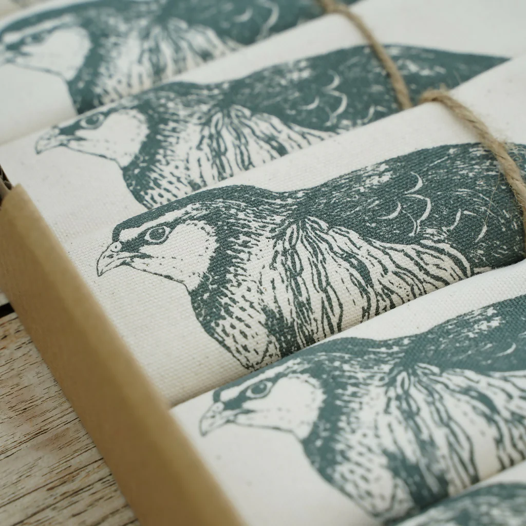 Organic Cotton Red-Legged Partridge Napkin – Boxed Set of 6 - Image 3