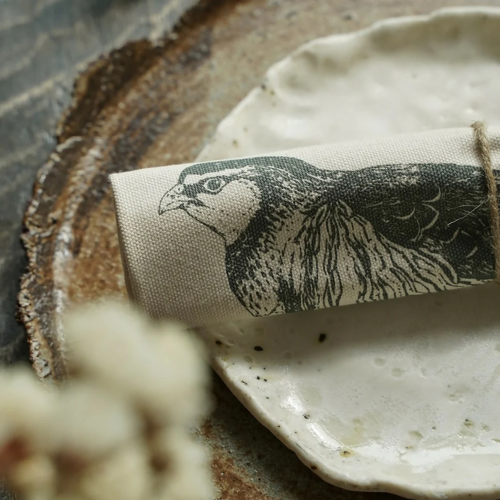 Organic Cotton Red-Legged Partridge Napkin – Boxed Set of 6 - Image 4