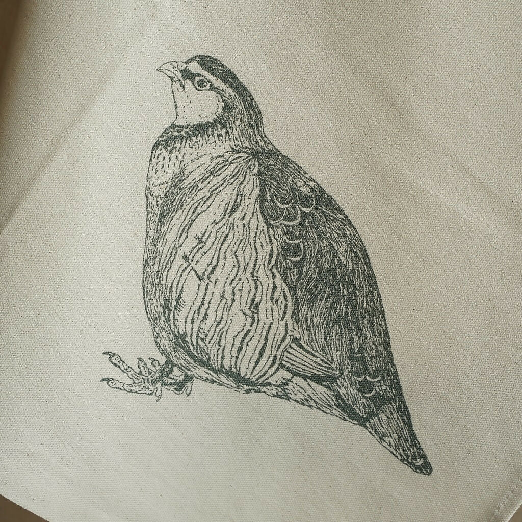 Organic Cotton Red-Legged Partridge Tea Towel - Image 4