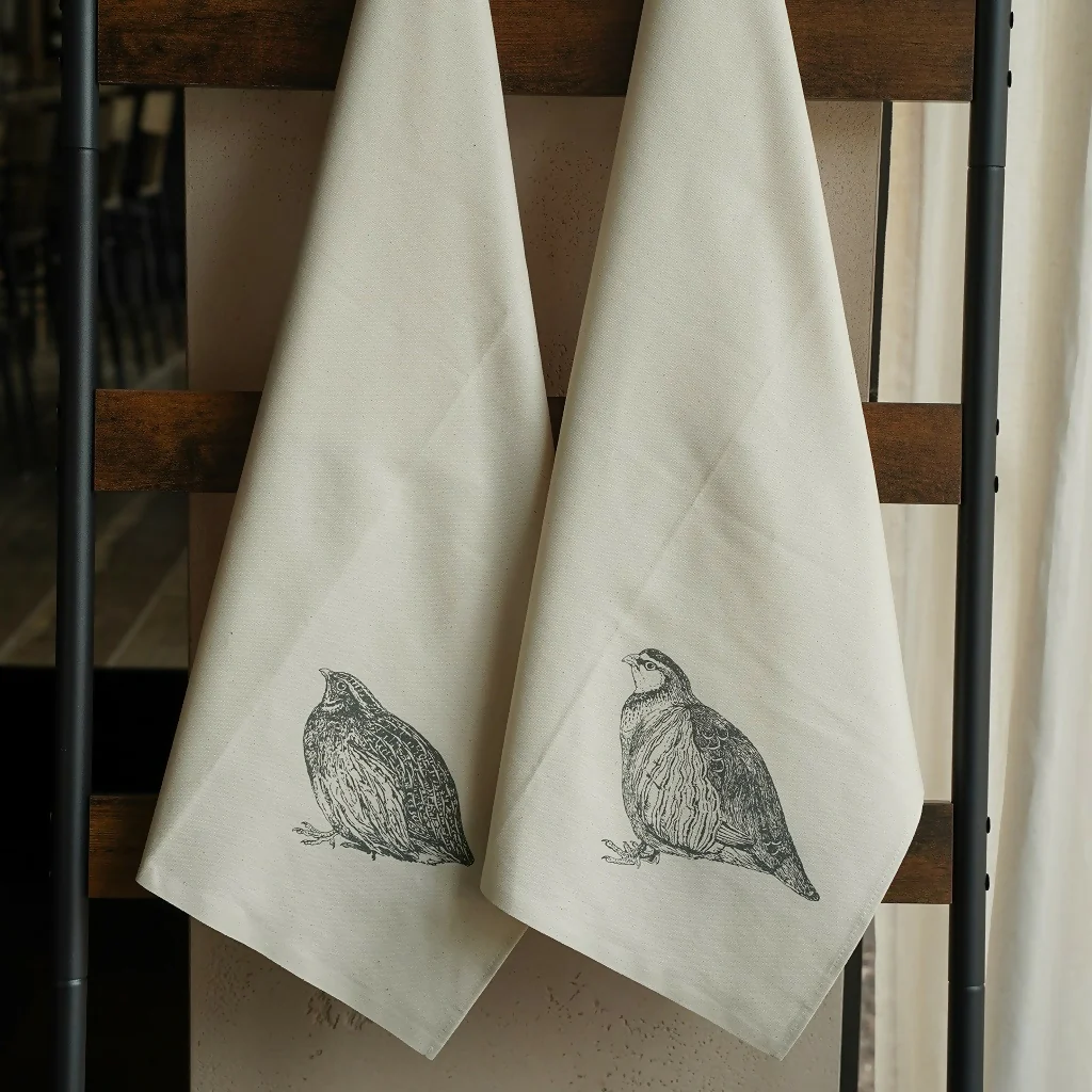 Organic Cotton Tea Towels (Set of 2) - Game Birds - Image 2