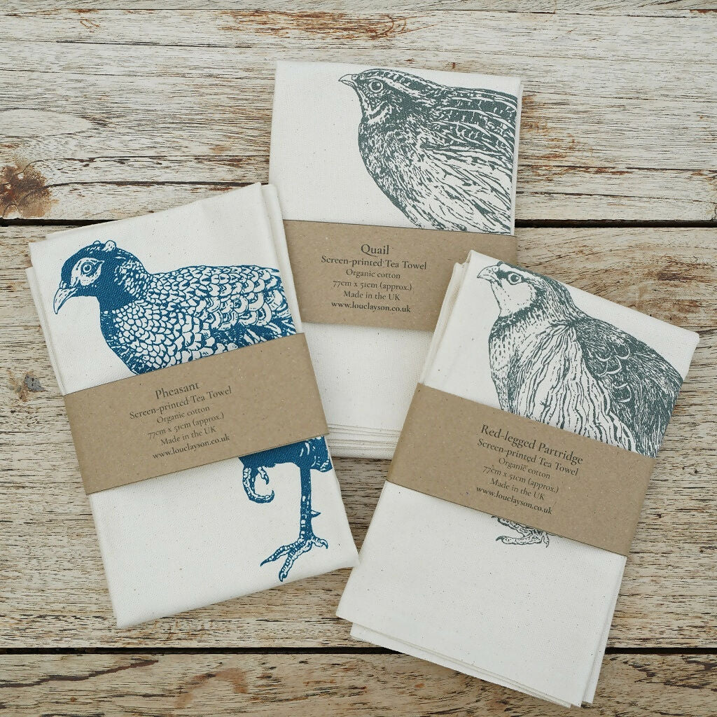 Organic Cotton Tea Towels (Set of 3) - Game Birds