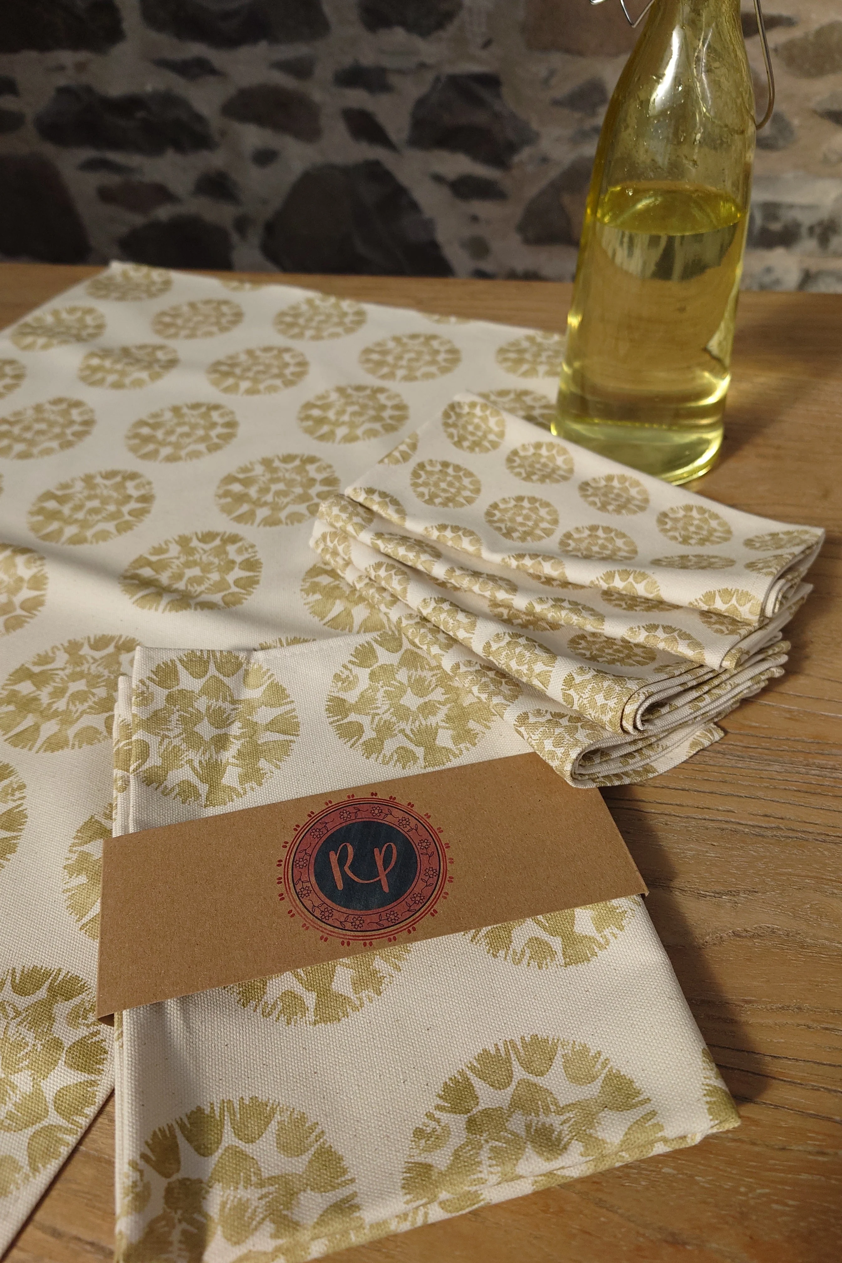 Organic Napkin - Machair Clock Gold Green - Image 5