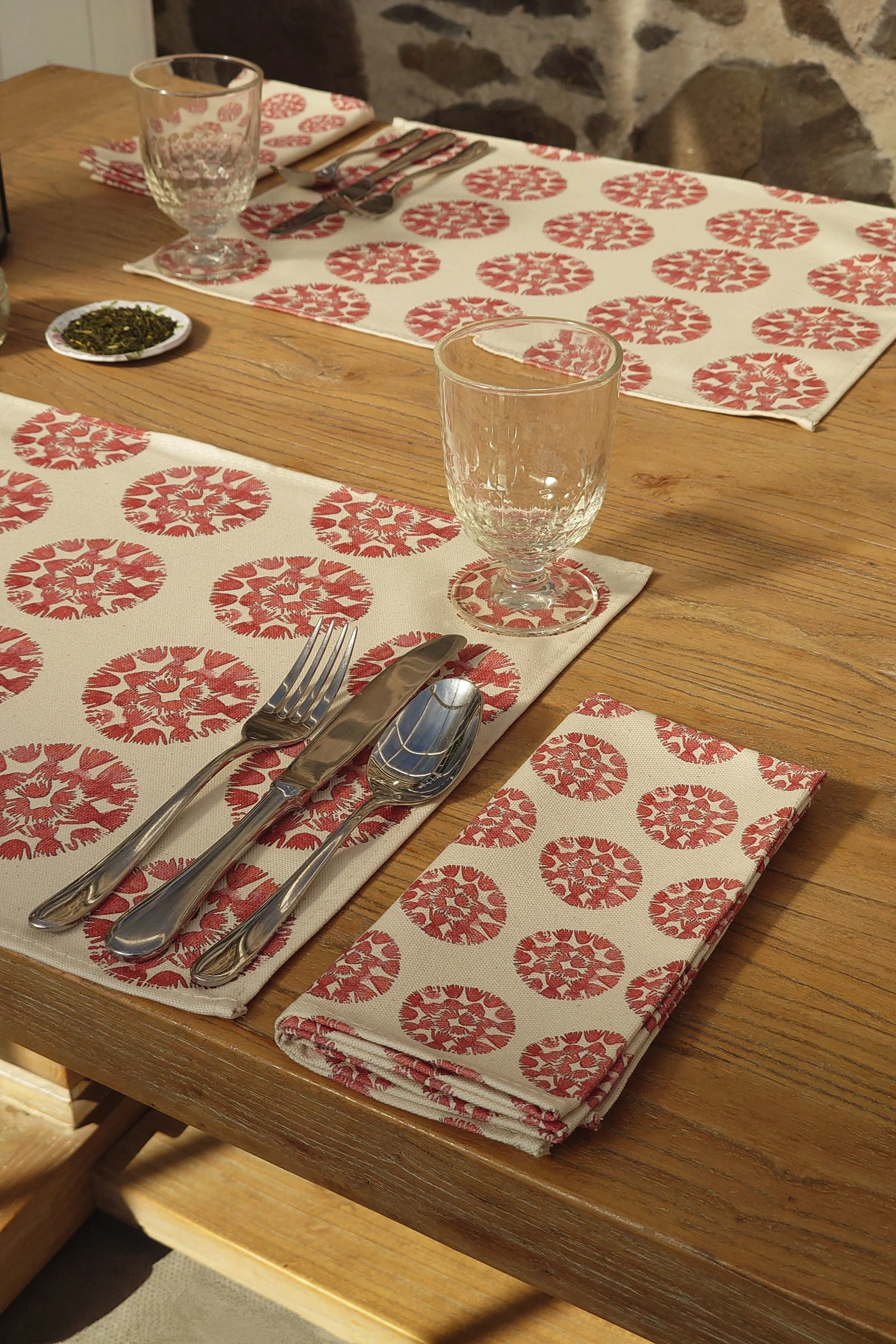 Organic Napkin - Machair Clock Red - Image 2