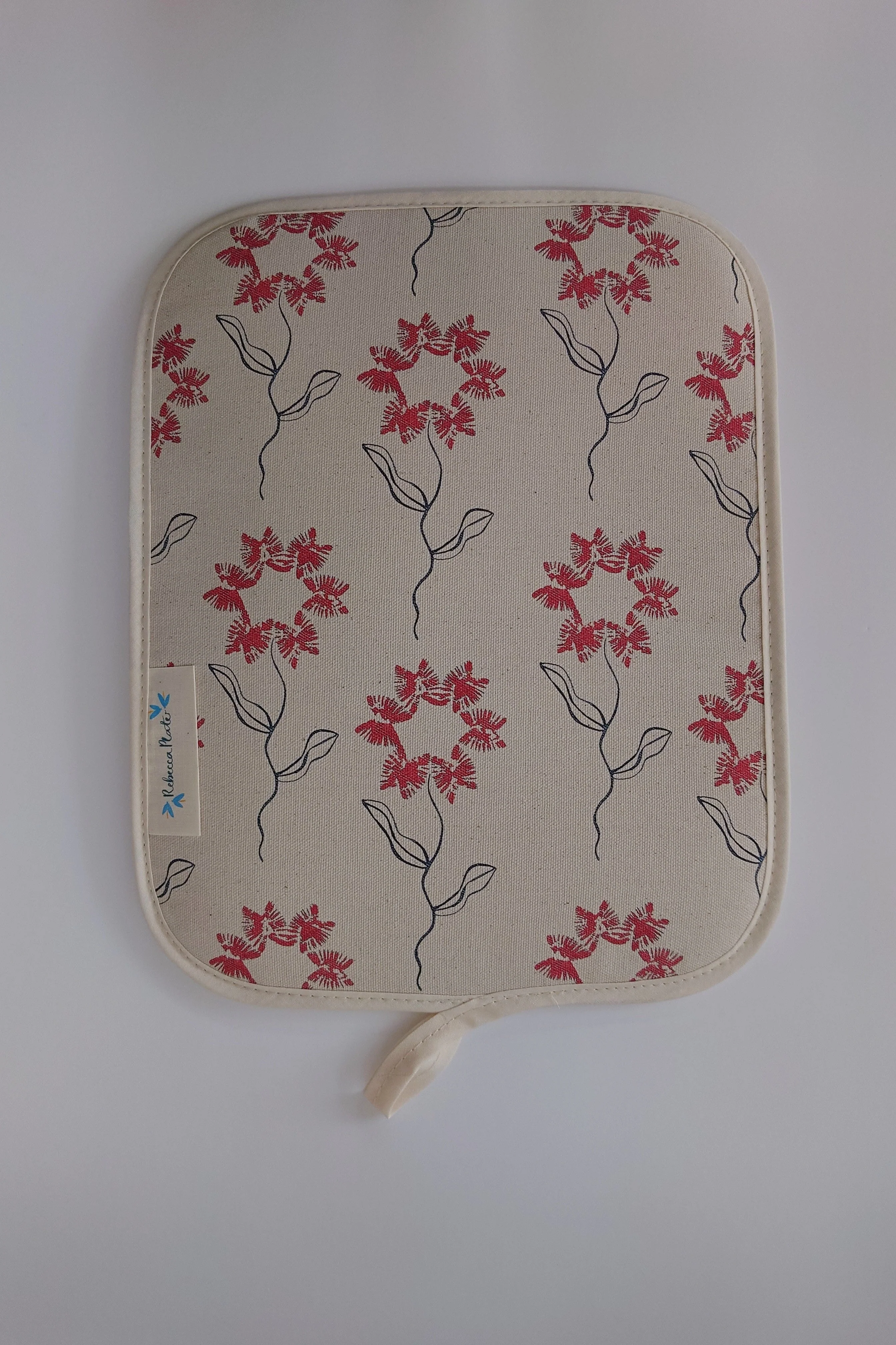 Organic Rayburn Hob Cover and Table Protector - Machair Flower Red - Image 2