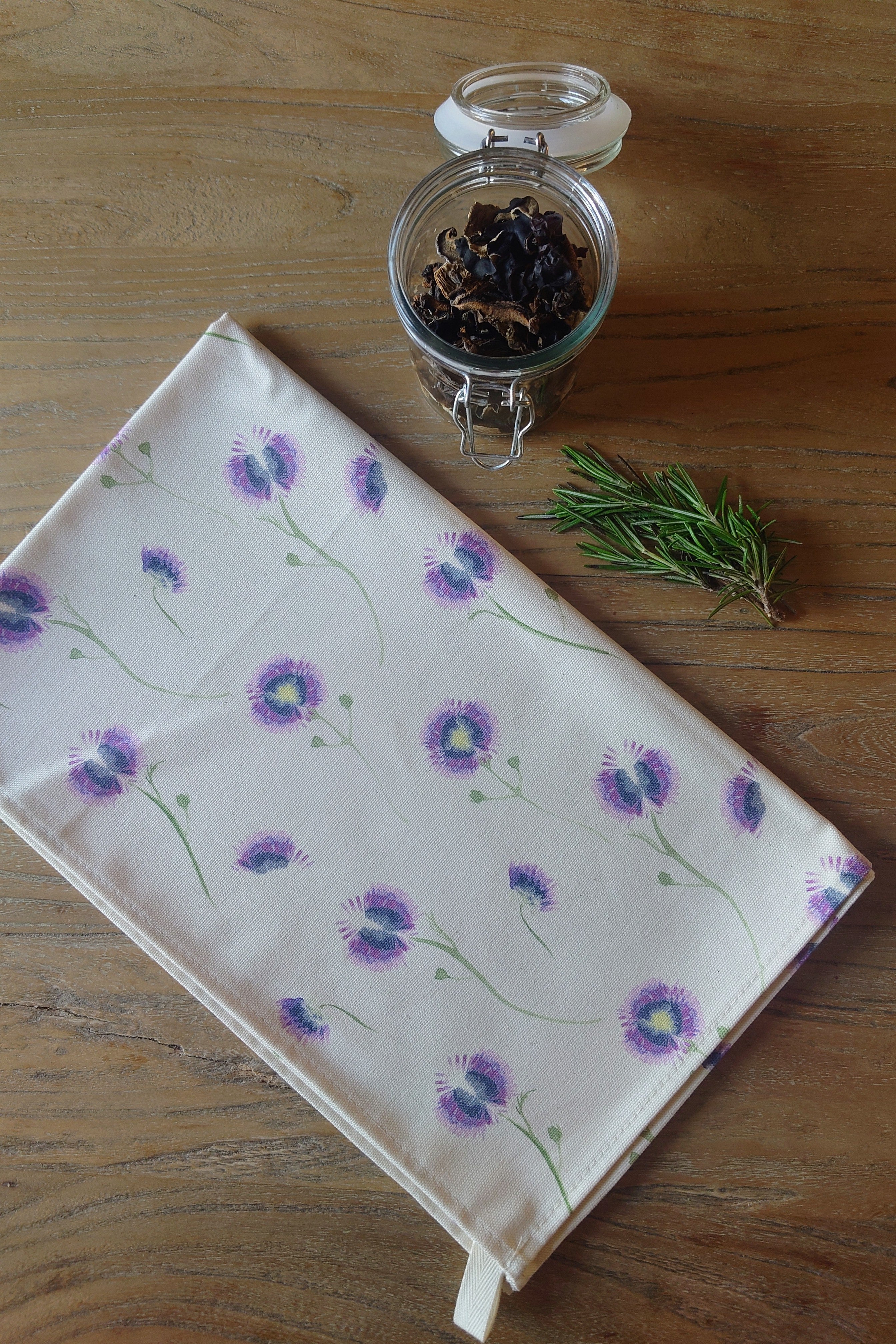 Organic Tea Towel - Wild Meadow Lilac Drift - Image 2
