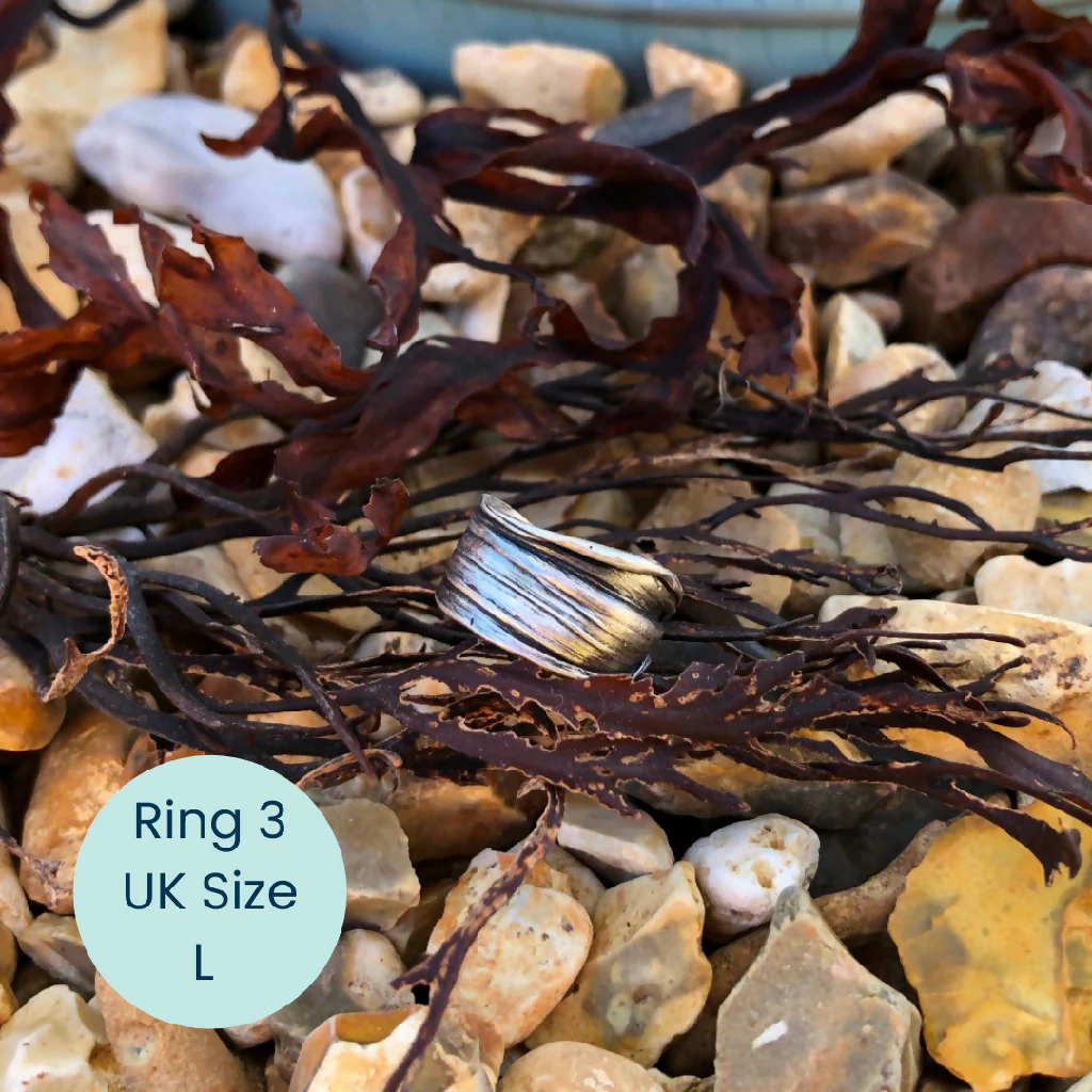 Organic Textured Silver Cast Seaweed Ring - Image 4