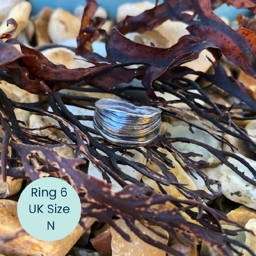 Organic Textured Silver Cast Seaweed Ring - Image 7