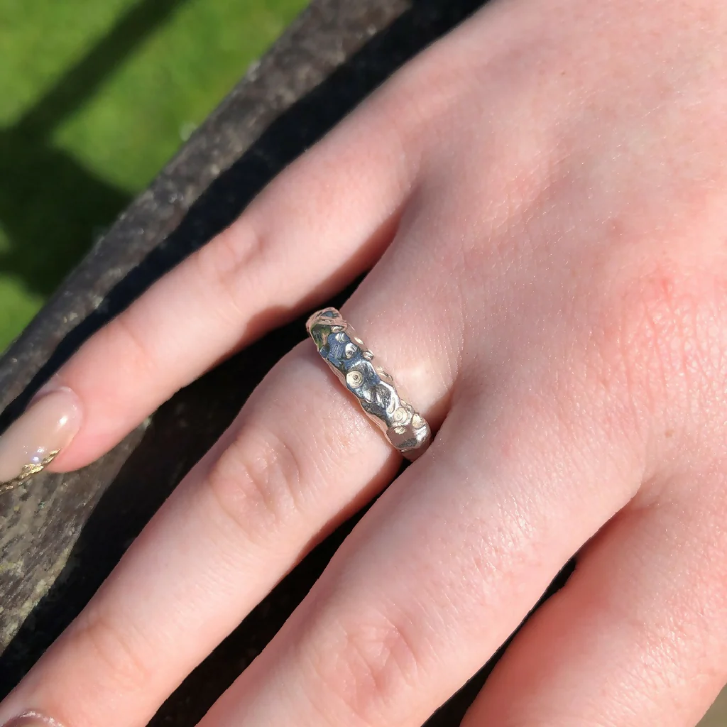 Organic Textured Sterling Silver Cast Boulder Ring - Image 2