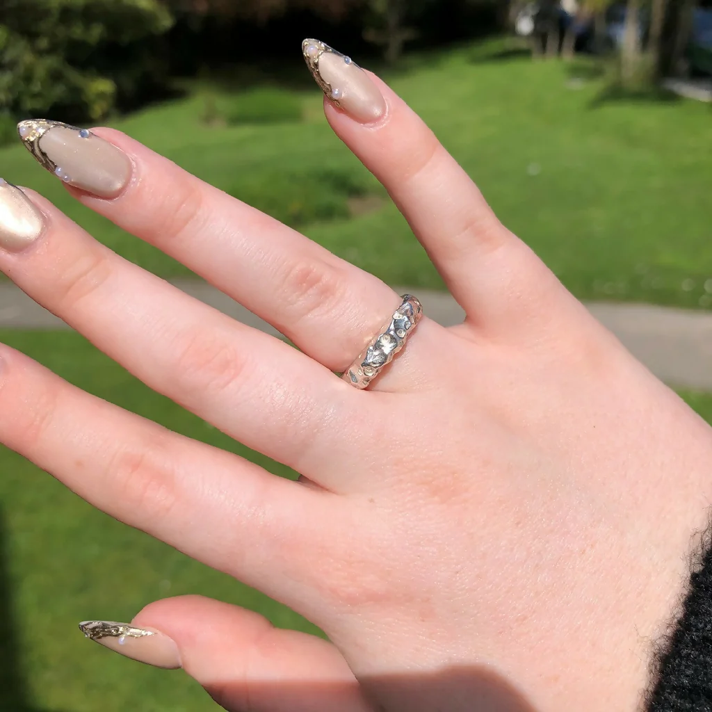 Organic Textured Sterling Silver Cast Boulder Ring - Image 4