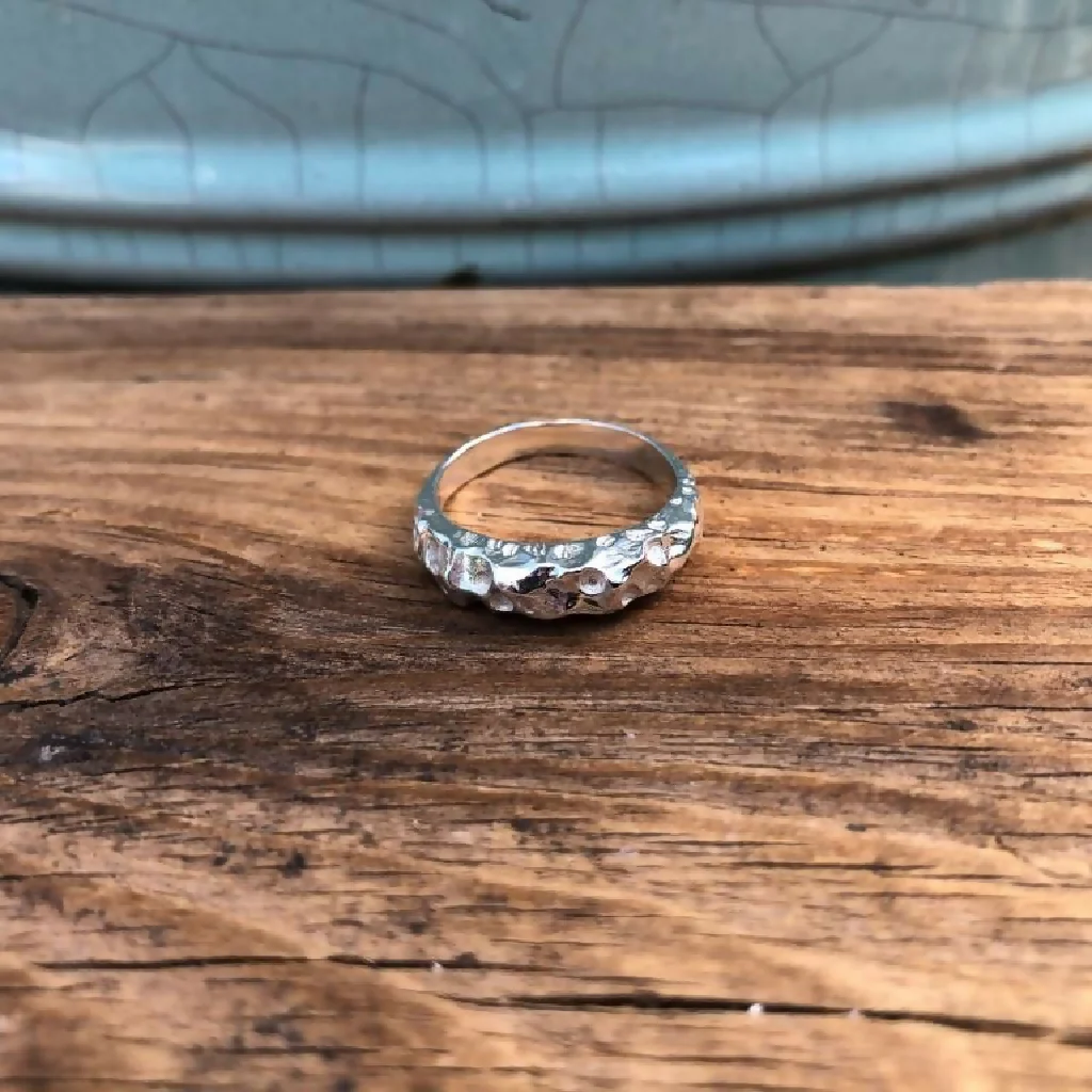 Organic Textured Sterling Silver Cast Boulder Ring - Image 5