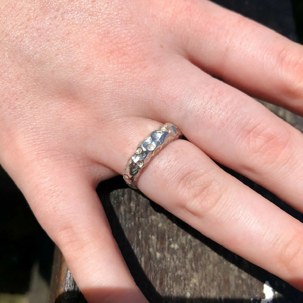 Organic Textured Sterling Silver Cast Boulder Ring - Image 6