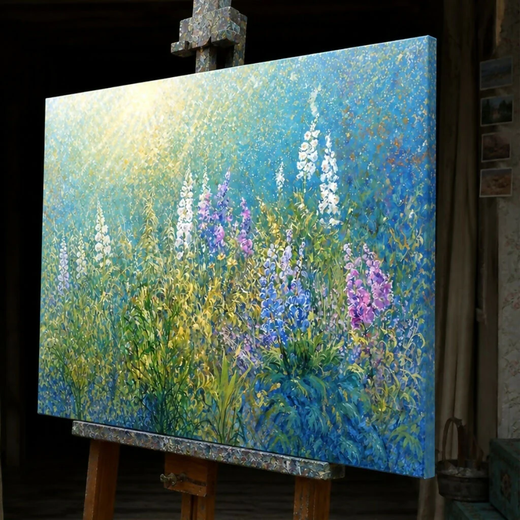 Original painting 'Field of Foxgloves' by Mariusz Kaldowski - Image 2