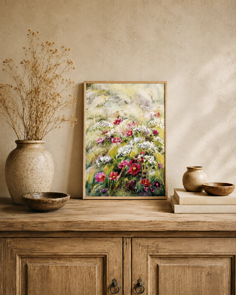 Original painting 'Grass and Cosmos Melody' by Mariusz Kaldowski - Image 2