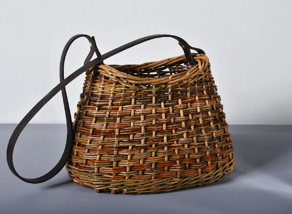 Oval Shoulder Basket with Long Leather Strap - Image 5
