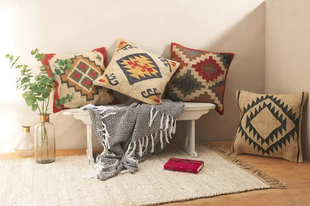 Paala Kilim Cushion Cover - Jute natural and black - Image 2