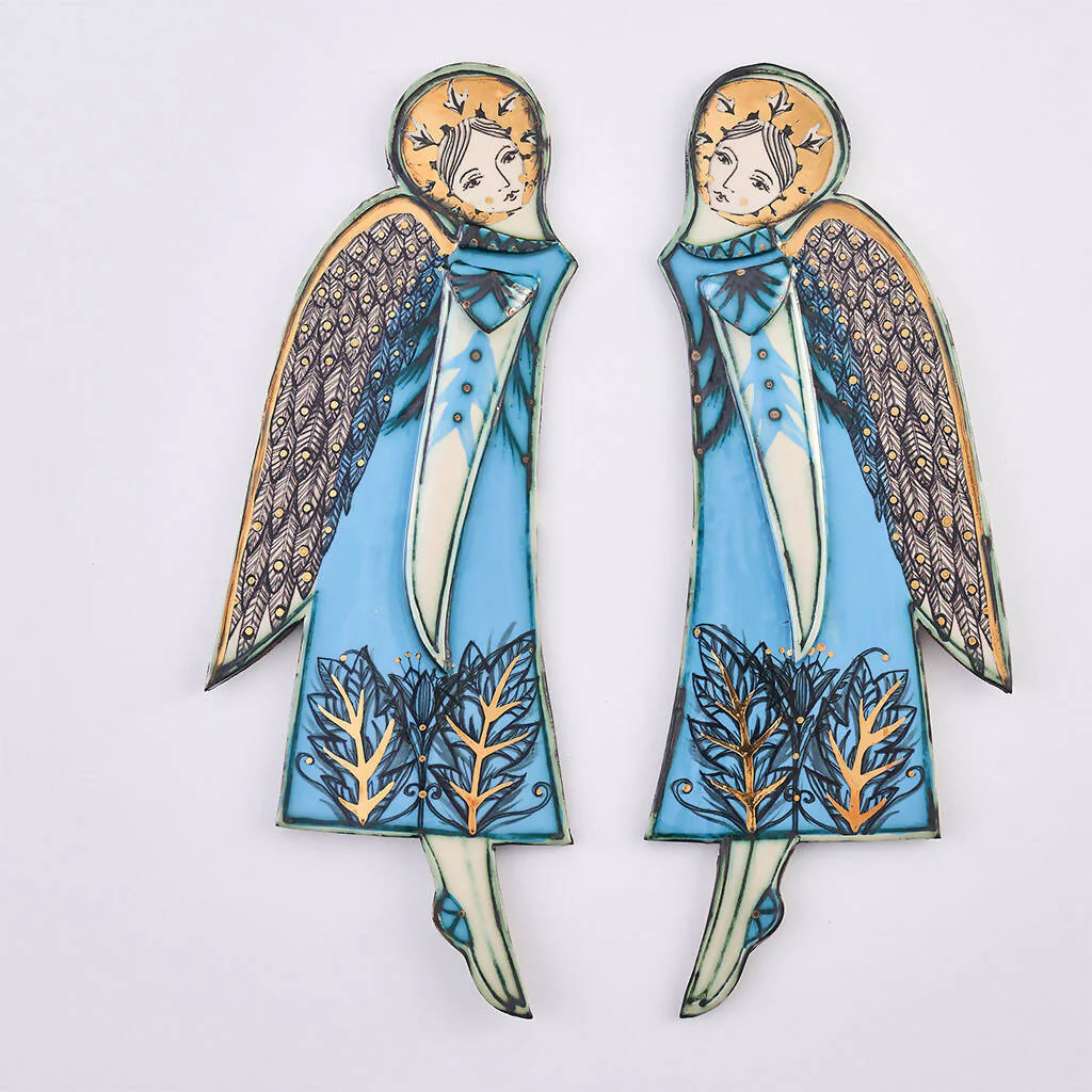 Pair of Ceramic Angels in Ivory - Image 10