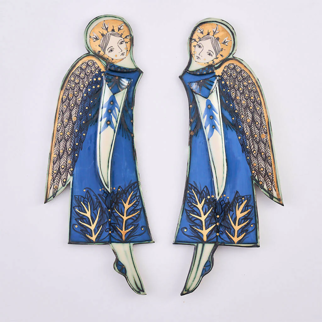 Pair of Ceramic Angels in Ivory - Image 11